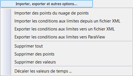 Import, export et autres options des conditions aux limites d’entrée variable dans le temps