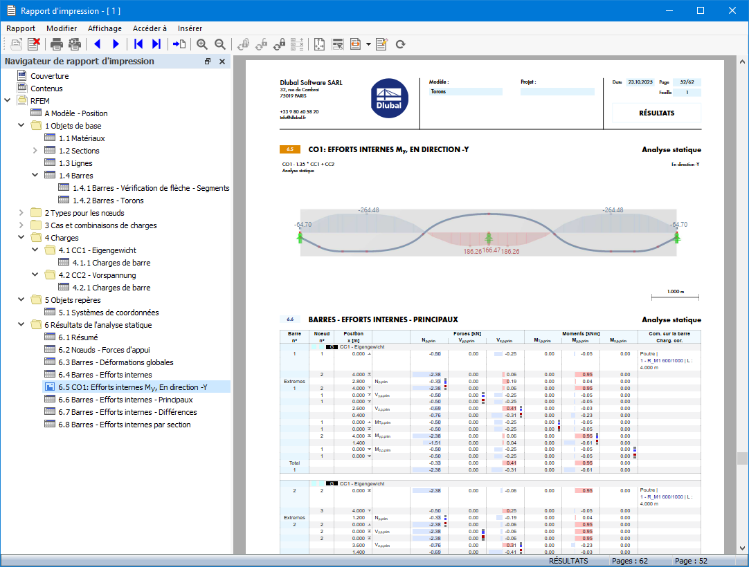 Documentation des résultats dans le rapport d’impression