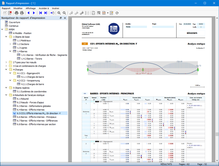 Documentation des résultats dans le rapport d’impression