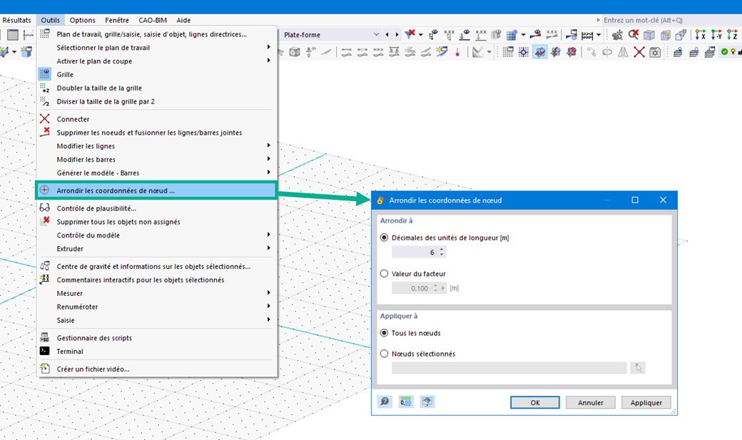 Fonction d’arrondi des coordonnées des nœuds à un nombre fixe de décimales.