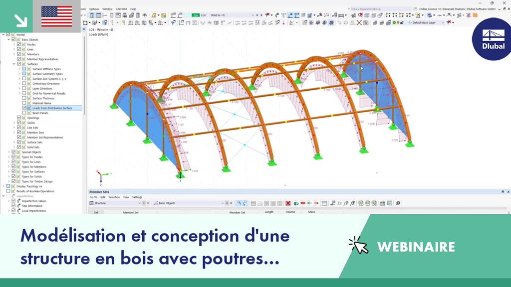 Conception d’une structure en arc en bois à l’aide de techniques de modélisation avancées dans RFEM 6.
