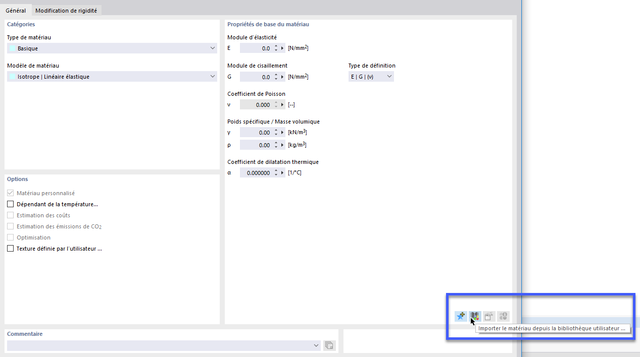Importer un matériau personnalisé de la bibliothèque