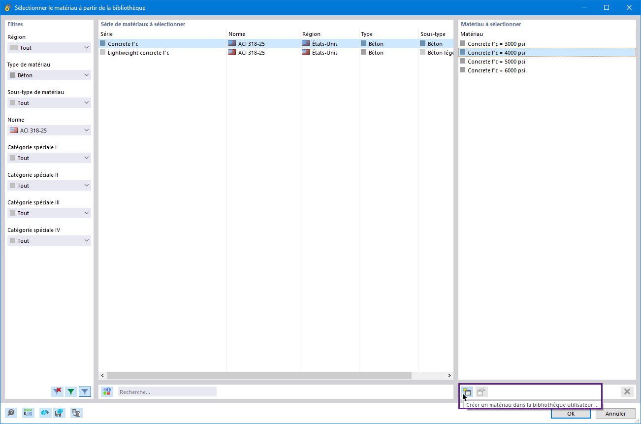 Ajouter un matériau à la bibliothèque