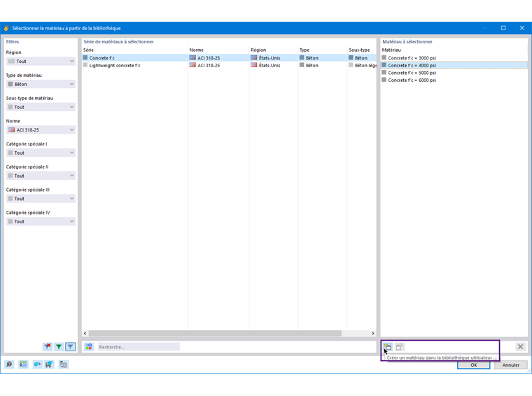 Ajouter un matériau à la bibliothèque