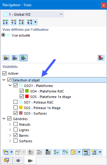 Visibilité avec groupe de sélections d’objets