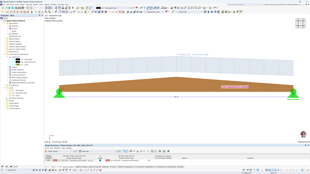 Poutre bois à inertie variable avec propriétés géométriques et design structurel pour l’ingénierie.