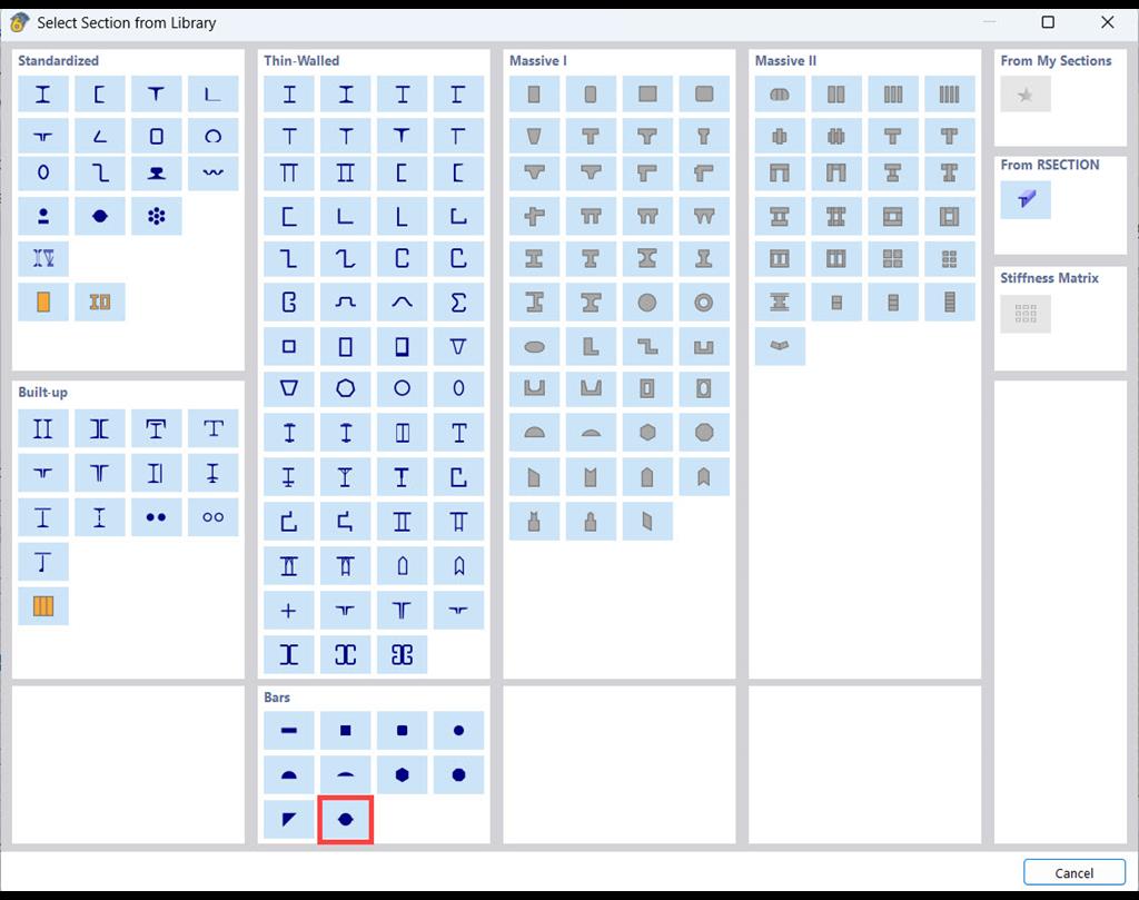 Sections paramétriques de barres d’armature dans la bibliothèque de sections des logiciels RFEM et RSTAB