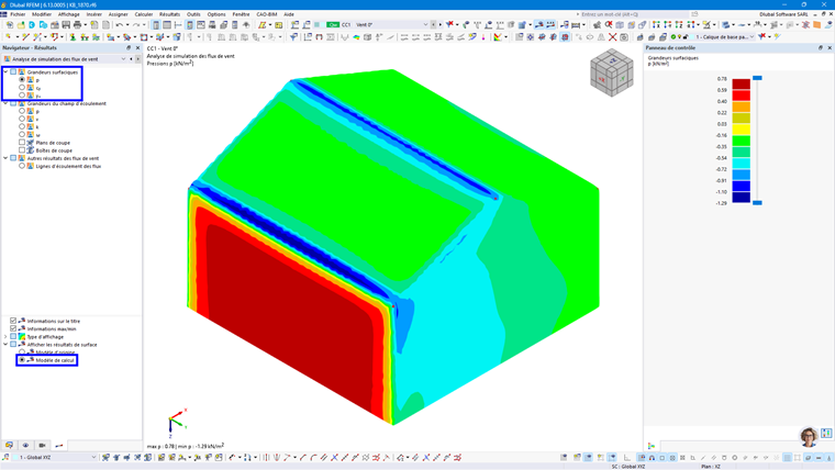 Pression surfacique sur le modèle de calcul