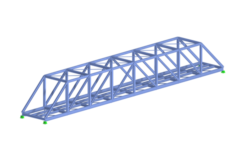 Analyse d’un modèle de pont en treillis ferroviaire en acier dans RFEM 6, démonstration l’efficacité des composants structuraux et de la vérification.