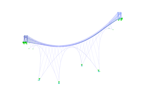 Modèle 3D détaillé du Sky Bridge Dolní Morava créé avec le logiciel RFEM 6.