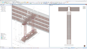 Affichage dans RFEM 6 d’un pont en béton armé montrant une disposition détaillée des armatures avec le module complémentaire Vérification du béton actif.