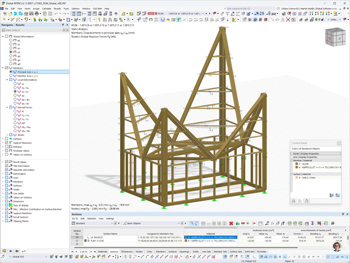 Ce modèle de structure montre la Hanji House avec des panneaux lamibois et OSB illustrant les déformations.