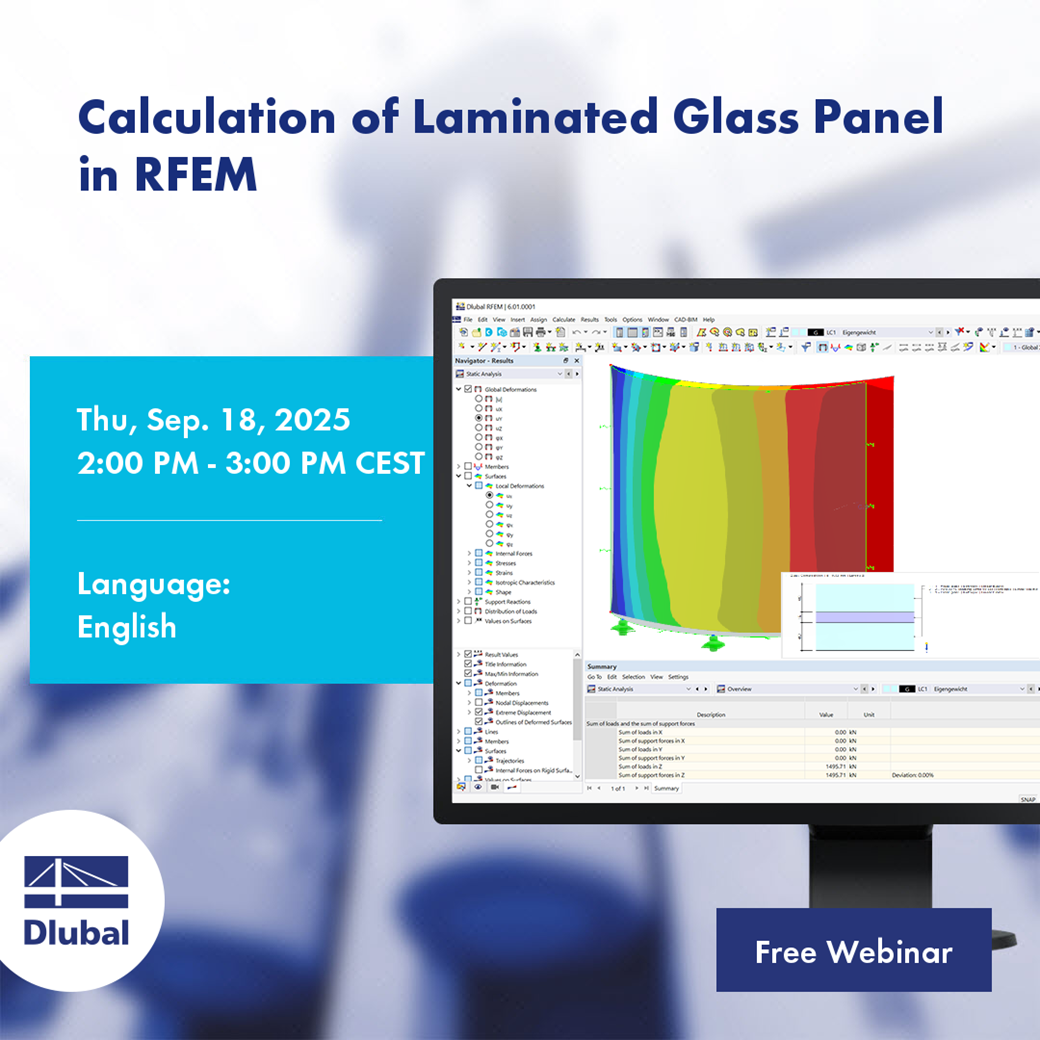 Calcul des panneaux en verre feuilleté dans RFEM