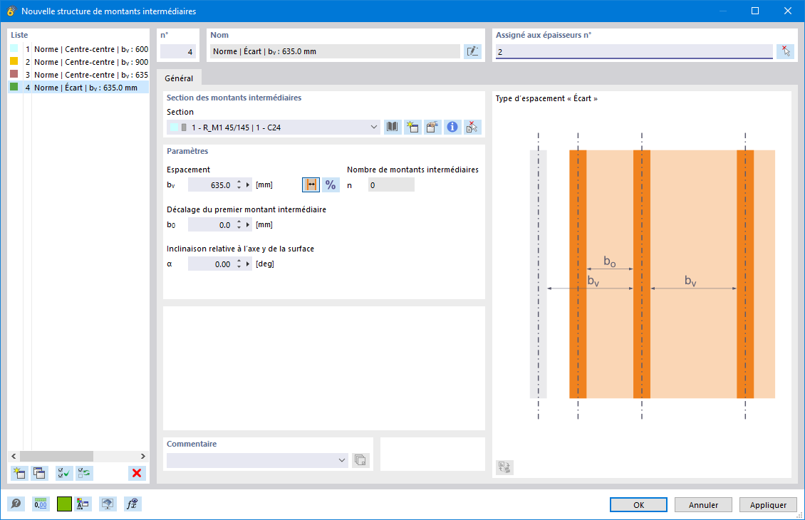 Boite de dialogue « Nouvelle structures de montants intermédiaires »