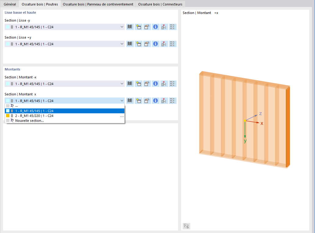 Définir des sections différentes pour les montants