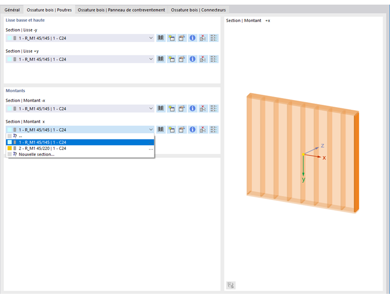 Définir des sections différentes pour les montants