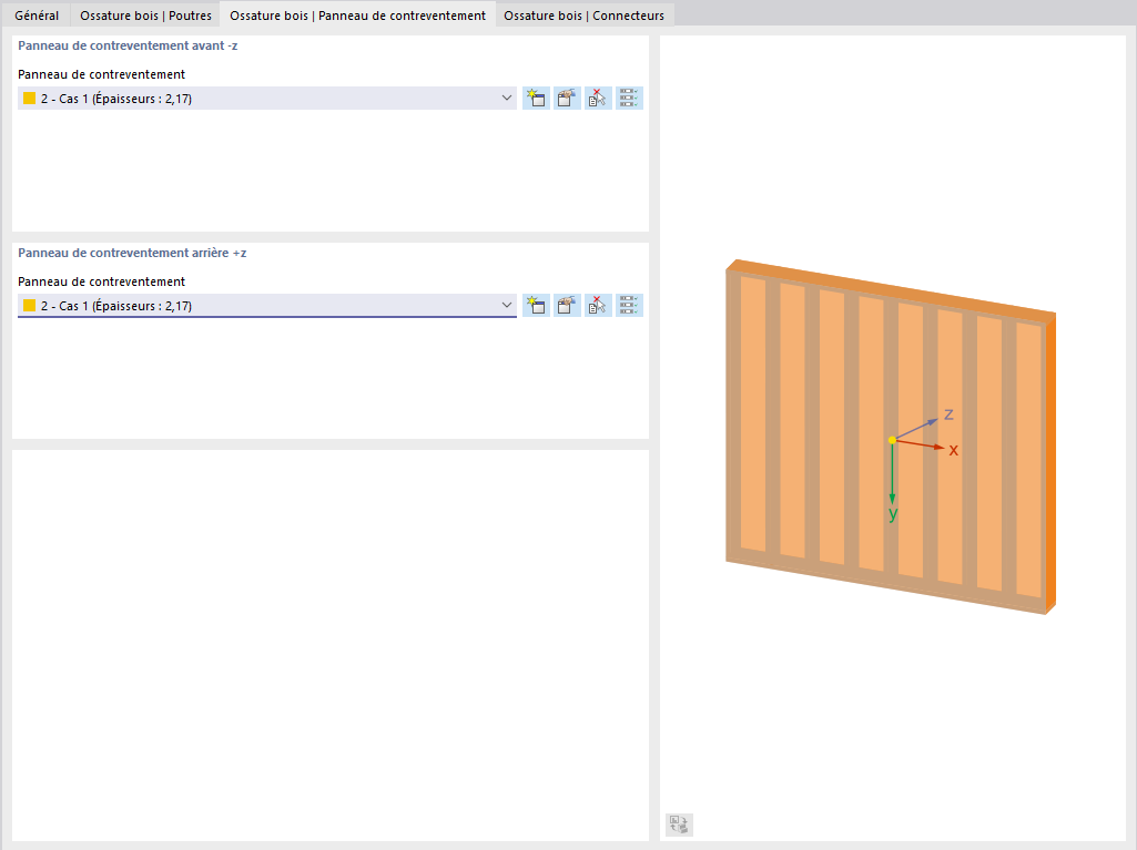 Définir deux faces du panneau de contreventement