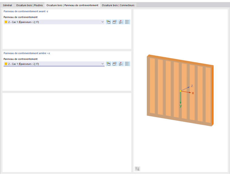 Définir deux faces du panneau de contreventement