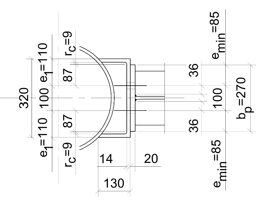 Dimensions de la section de l’élément de transfert