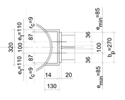 Dimensions de la section de l’élément de transfert