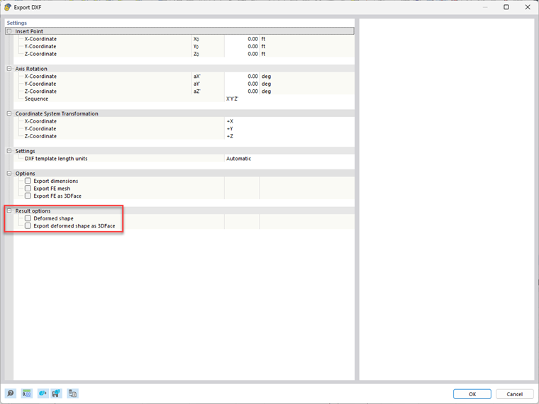 Options d'exportation pour DXF II