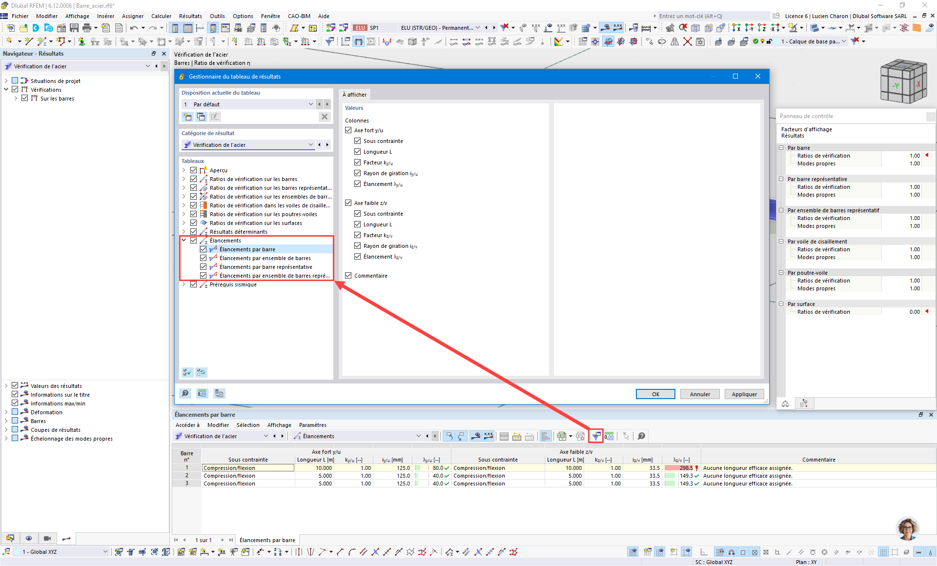 Pour activer le tableau des élancements, utilisez le gestionnaire des tableaux de résultats.