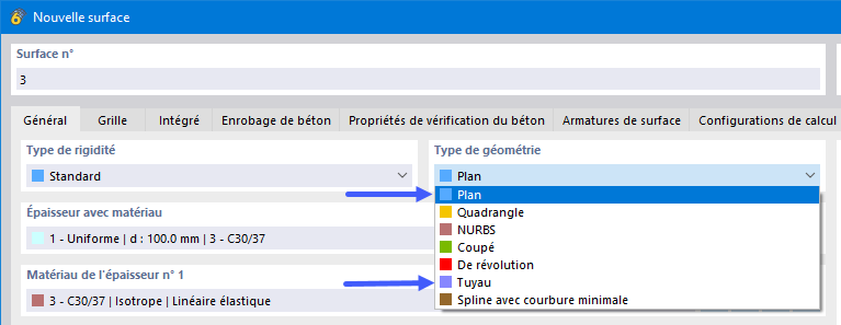 Types de géométrie pour poutre en béton précontraint