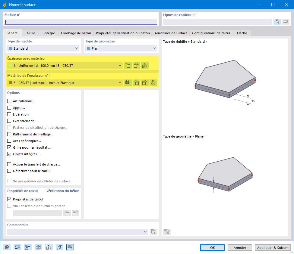 Épaisseur et matériau