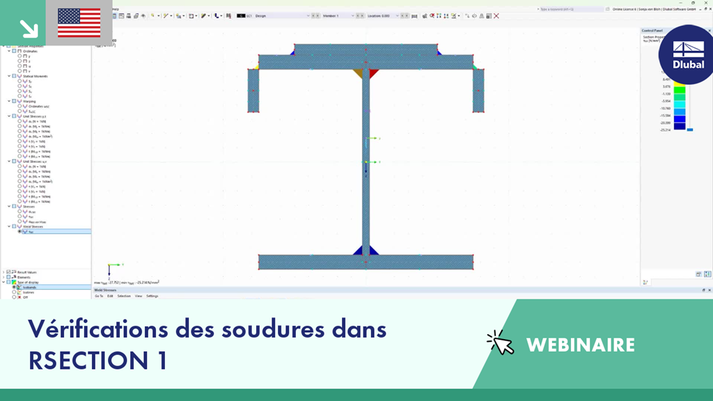 Diapositive de webinaire d'affichage des vérifications de soudure dans RSECTION 1 axée sur la validation des soudures.