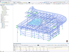 Modèle RFEM 6 de l’extension de l’angle nord-est du centre Westfield Černý Most, Prague
