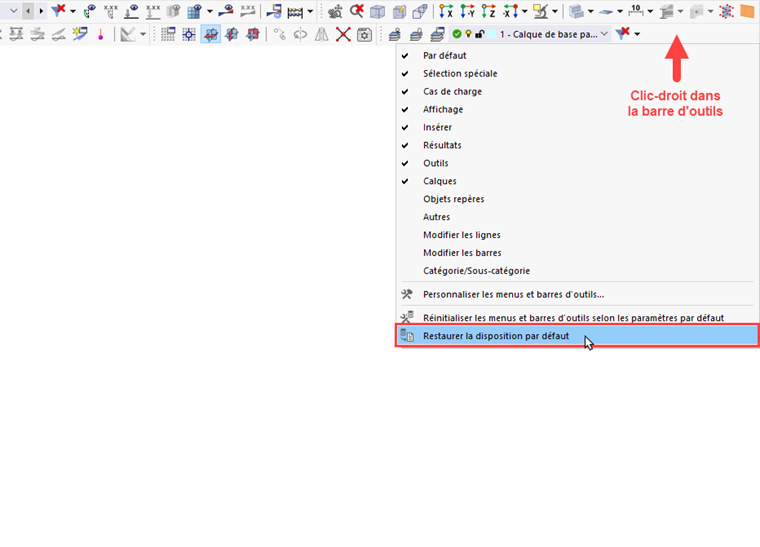 Rétablir la disposition par défaut