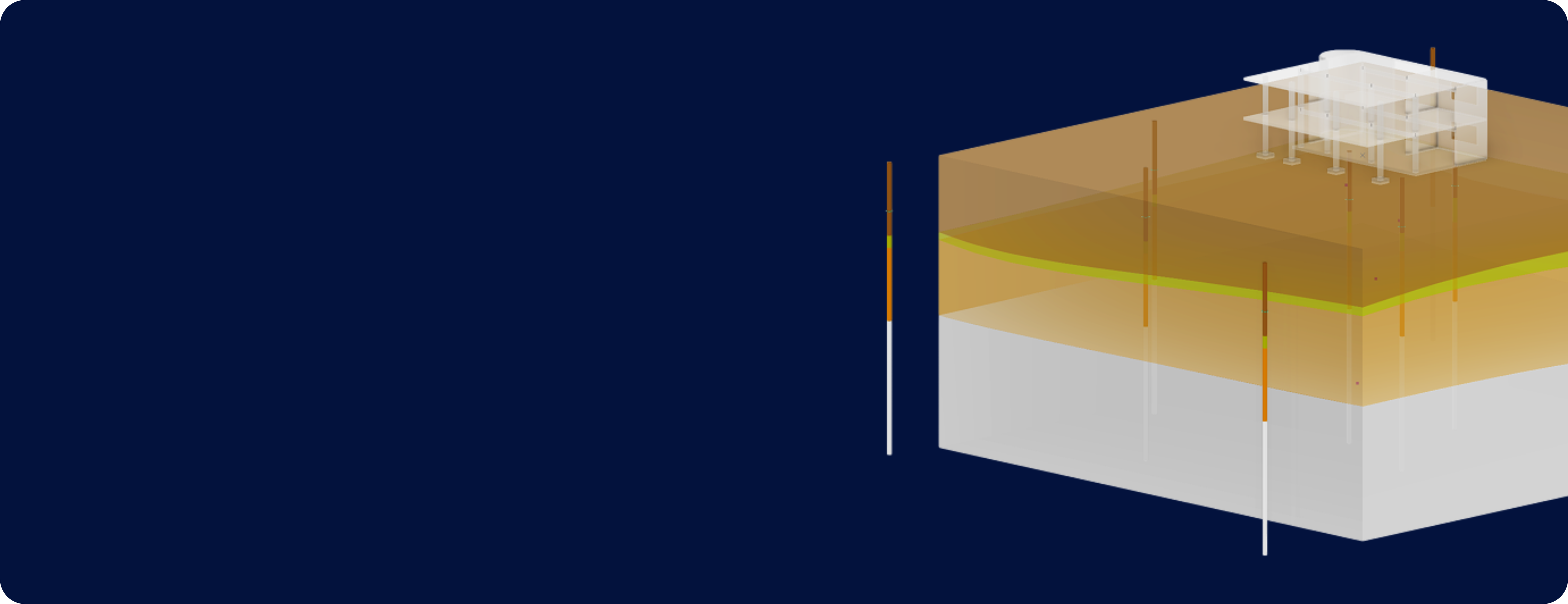 Modèle 3D affichant plusieurs échantillons de sol créés avec RFEM 6.