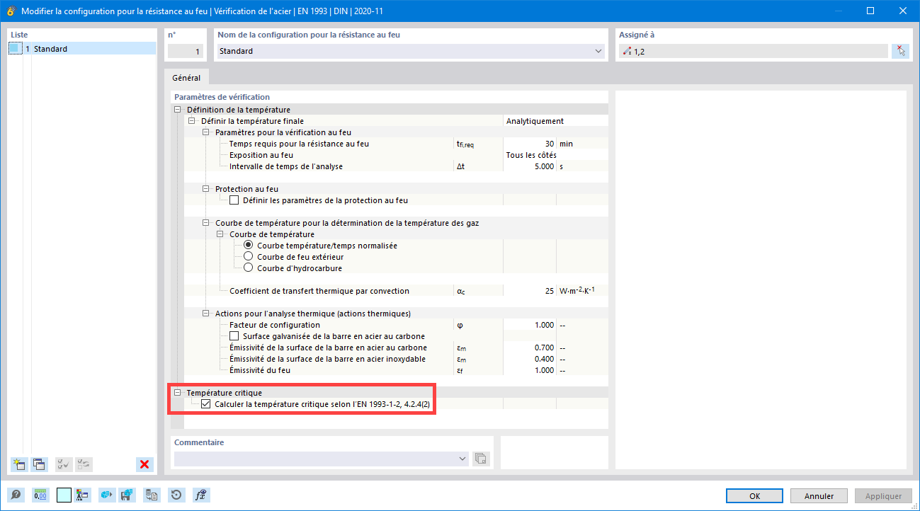 Température critique de l’élément