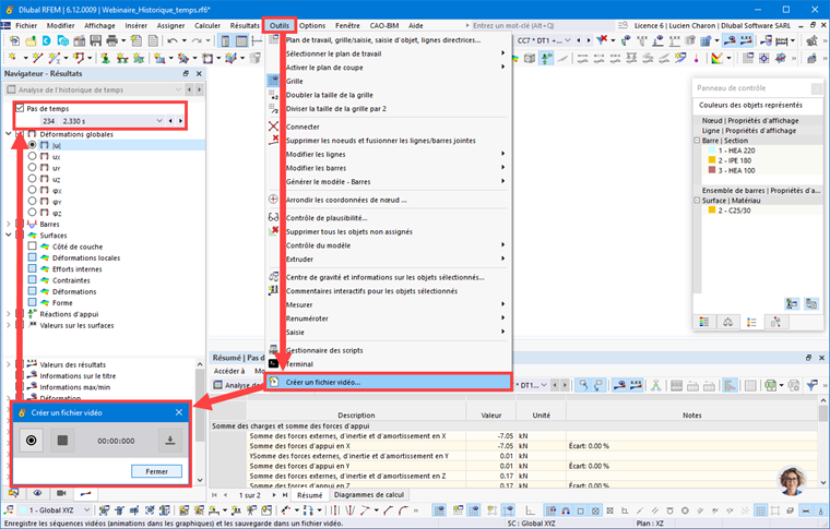 Créer un fichier vidéo dans Outils