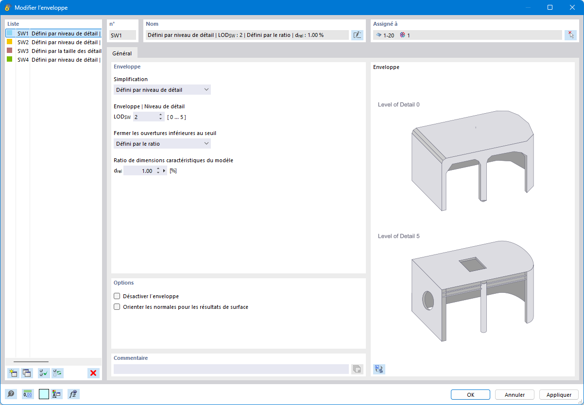 Boîte de dialogue Modifier l’enveloppe