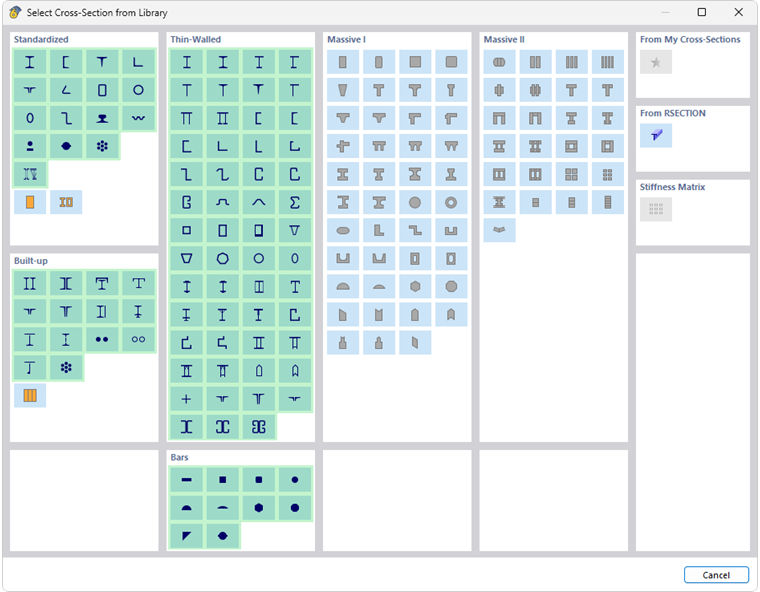 Sections pour la vérification de l’acier