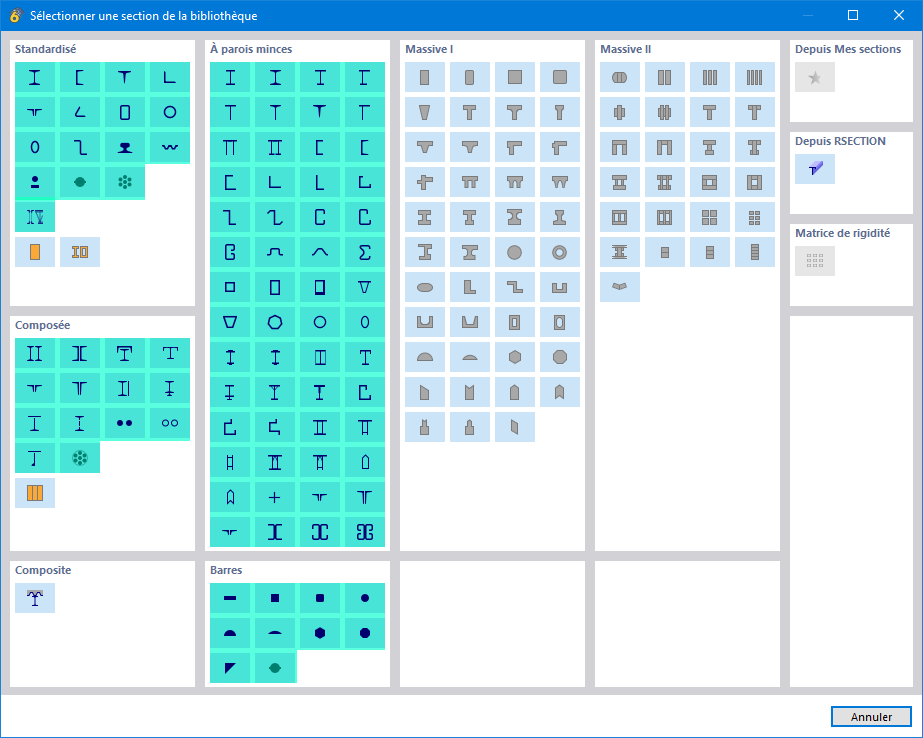 Sections pour la vérification de l’acier