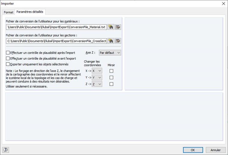 Onglet pour ajuster les paramètres de modèle individuels et les options de détail dans l’environnement logiciel.