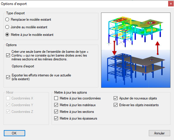 Options d’exportation