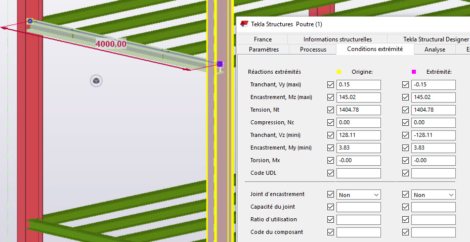 Importation des efforts internes dans Tekla Structures
