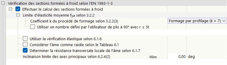 Vérification des sections formées à froid selon l’EN 1993
