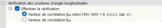 Vérification de soudures d’angle longitudinales selon l’EN 1993