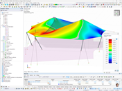Analyse d’une toiture à membrane sous charge de vent dans RFEM avec résultats