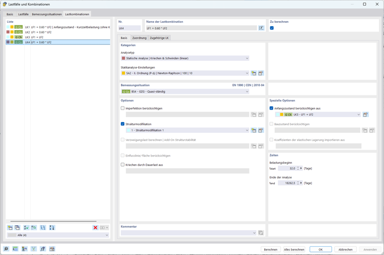 Considération des dommages dus à la combinaison de charges quasi-permanentes avec l’état initial