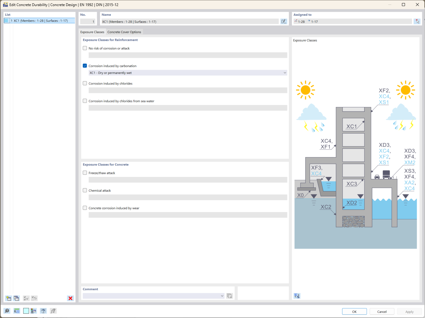 RFEM 6 enrichit l’analyse structurelle avec des classes de durabilité pour exposition environnementale afin d’optimiser la vérification du béton.