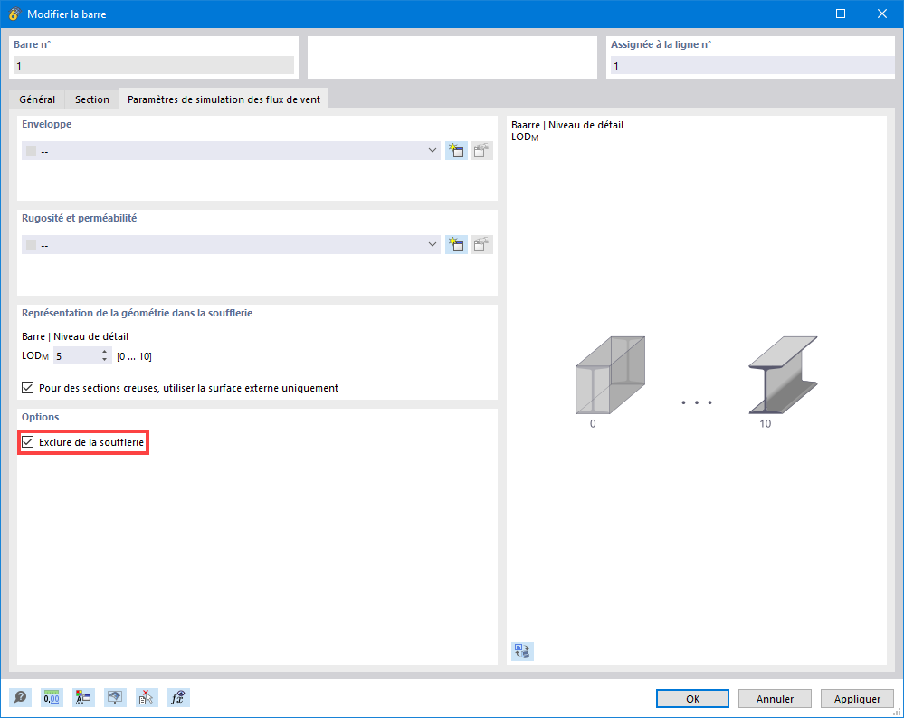 Exclure la barre de la soufflerie