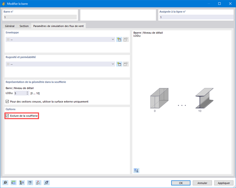 Exclure la barre de la soufflerie