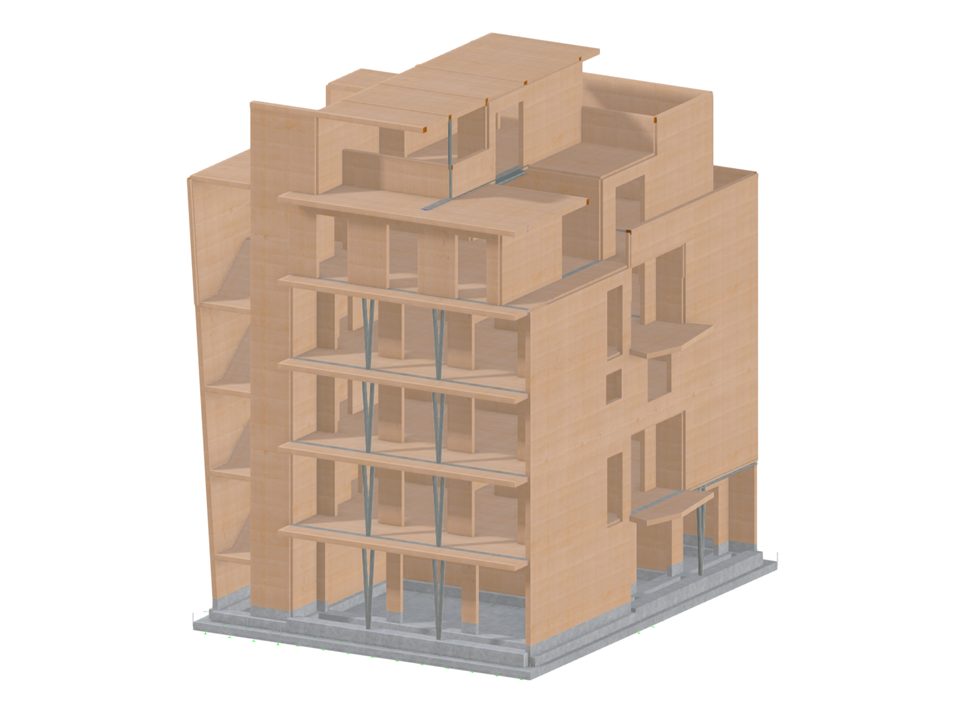 Immeuble résidentiel de six étages en CLT conçu pour résister aux séismes à Modena, Italie, mettant en avant une ingénierie du bois pionnière