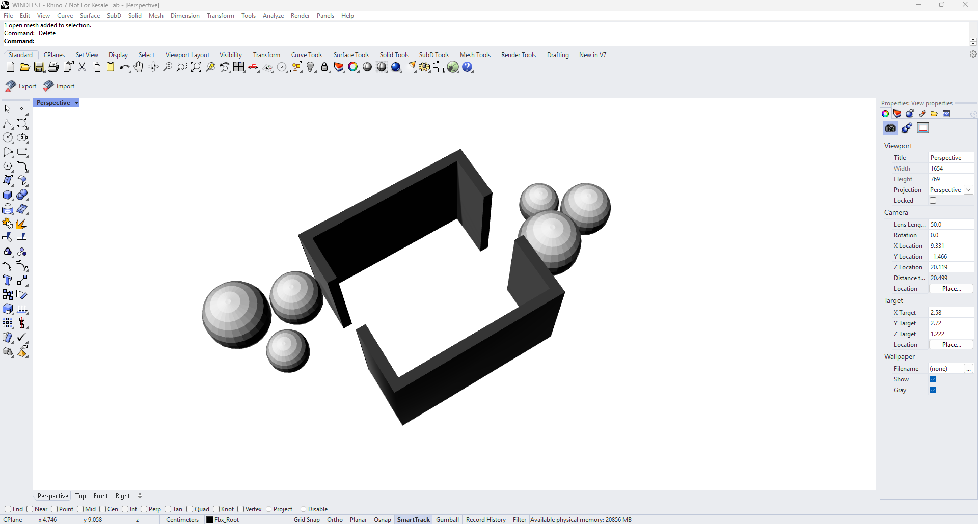 Modèle 3D simplifié dans Rhino pour la simulation de ventilation et de flux de vent
