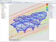 Analyse de l’effet du vent sur une structure en bois complexe. Présentation du flux de vent et de la distribution des pressions dans une simulation avec RWIND.